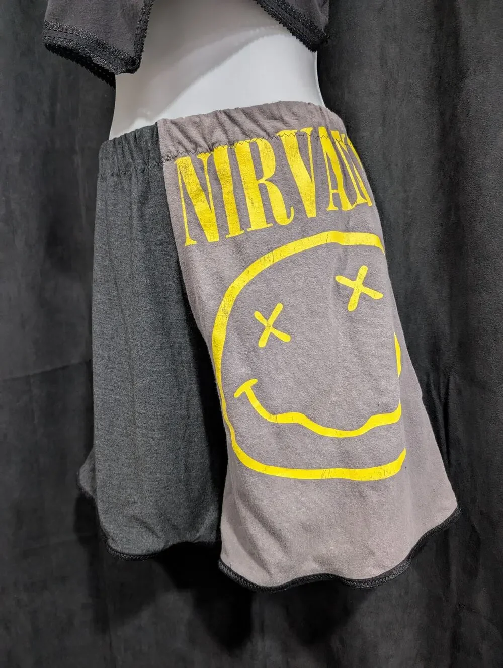 Upcycled Band Tee Shorts - Nirvana